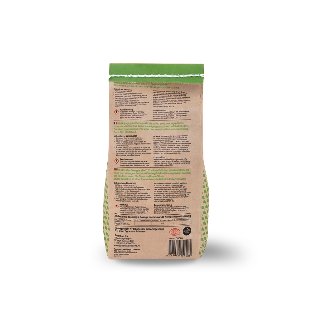 Vaatwastabletten plasticvrij, Ecocert